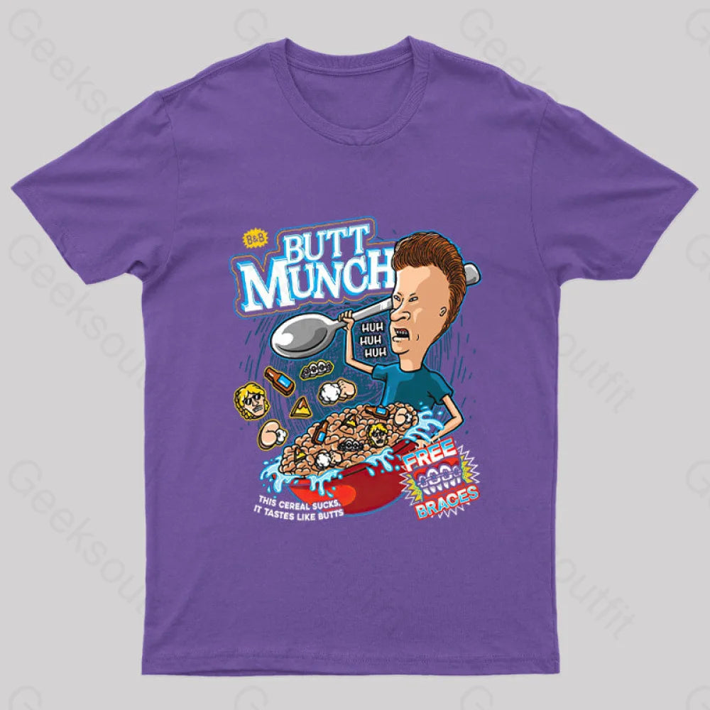 Butt Munch Cereal Nerd T-Shirt Purple / S