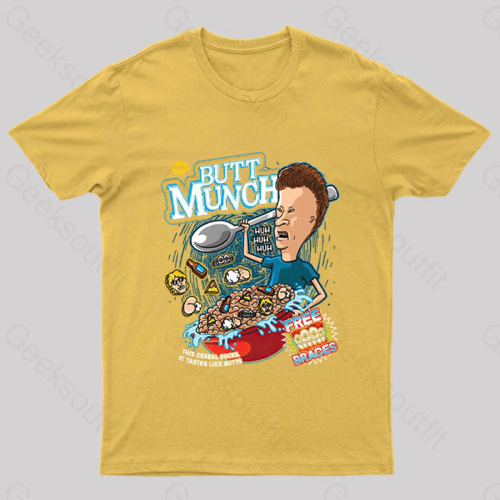 Butt Munch Cereal Nerd T-Shirt Yellow / S