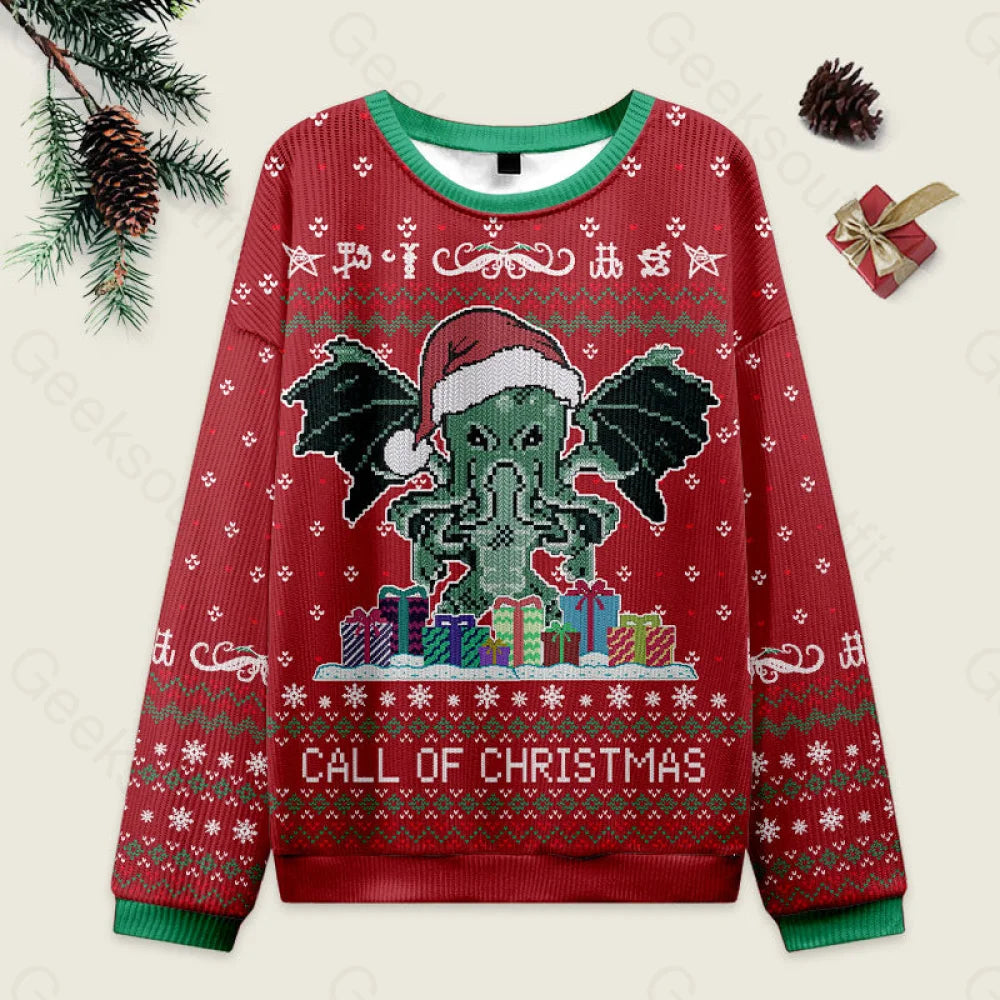 Call Of Christmas Red Ugly Sweater Men’s Style-S