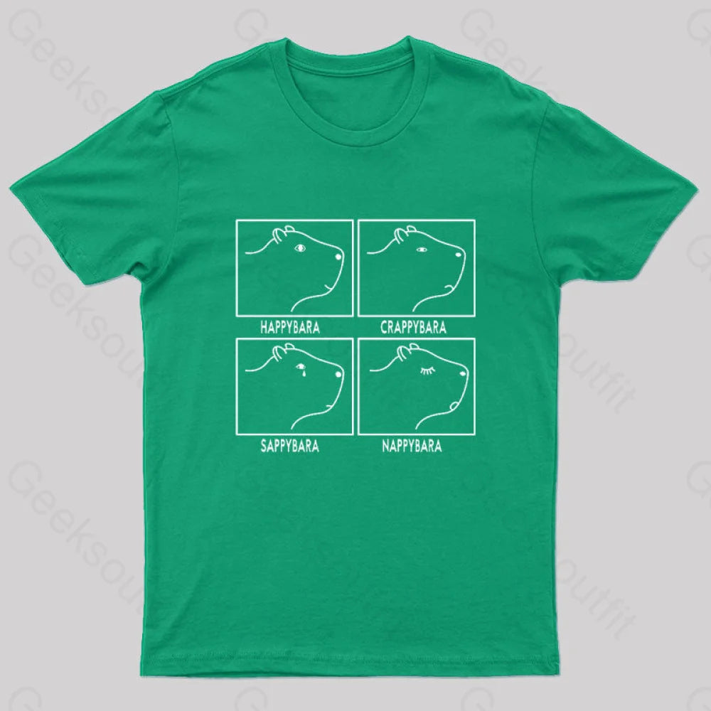 Capybara All The Moods Nerd T-Shirt