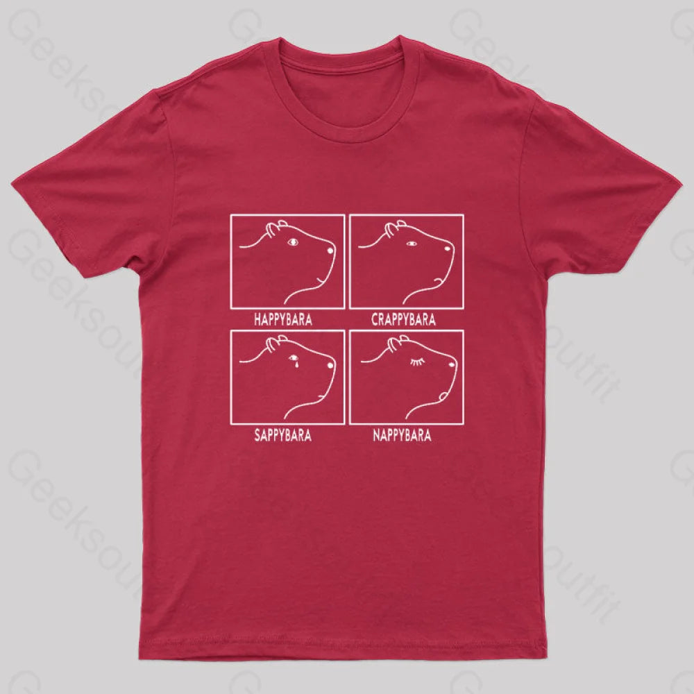 Capybara All The Moods Nerd T-Shirt