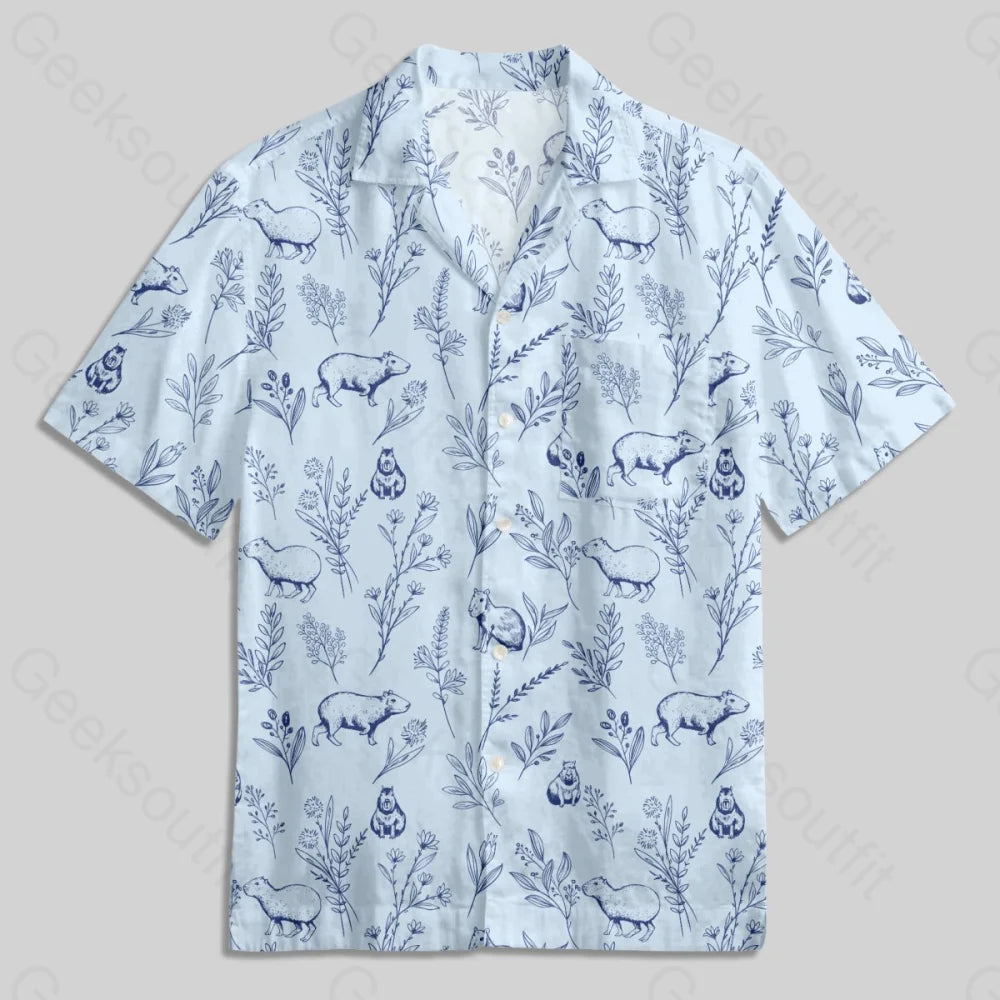 Capybara Button Up Pocket Shirt - Geeksoutfit