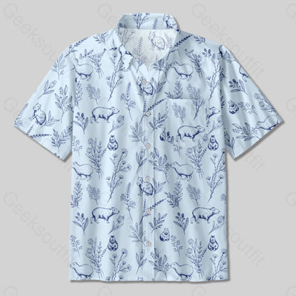 Capybara Button Up Pocket Shirt - Geeksoutfit