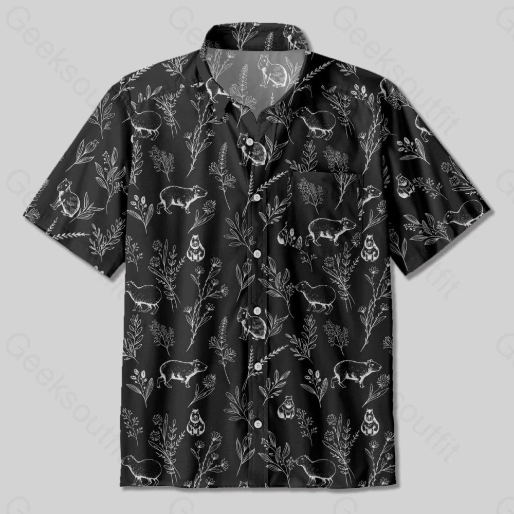 Capybara Button Up Pocket Shirt - Geeksoutfit