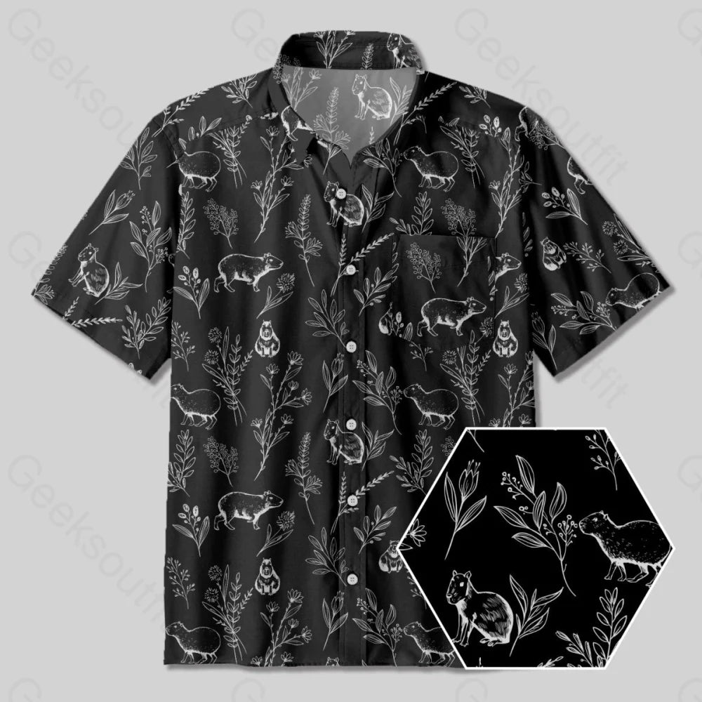 Capybara Button Up Pocket Shirt - Geeksoutfit