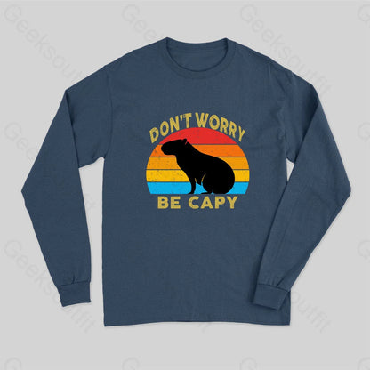 Capybara Don’t Worry Long Sleeve T-Shirt Navy / S