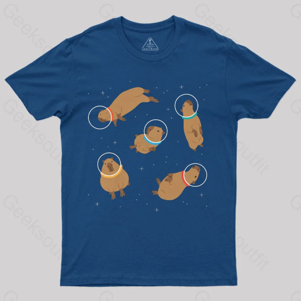 Capybara In Space T-Shirt Navy / S