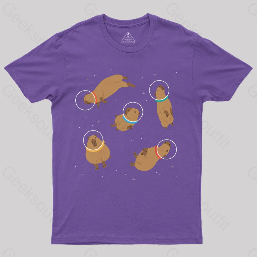 Capybara In Space T-Shirt Purple / S