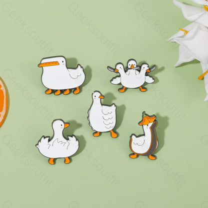 Cartoon White Goose Grips Knife Fun Pins