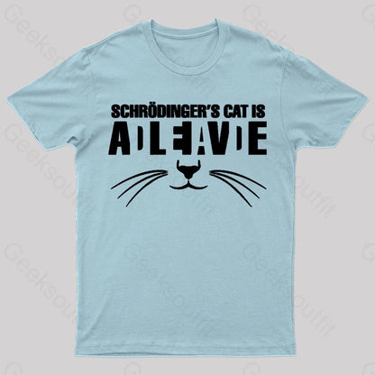 Cat Schrodinger Geek T-Shirt Light Blue / S