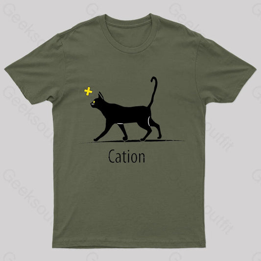 Cation Cat Ion Plus Nerd T-Shirt Army Green / S