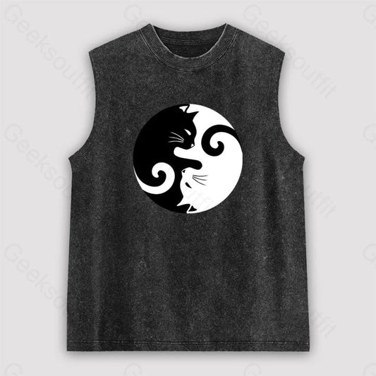 Cats Rule Unisex Washed Tank Black / S