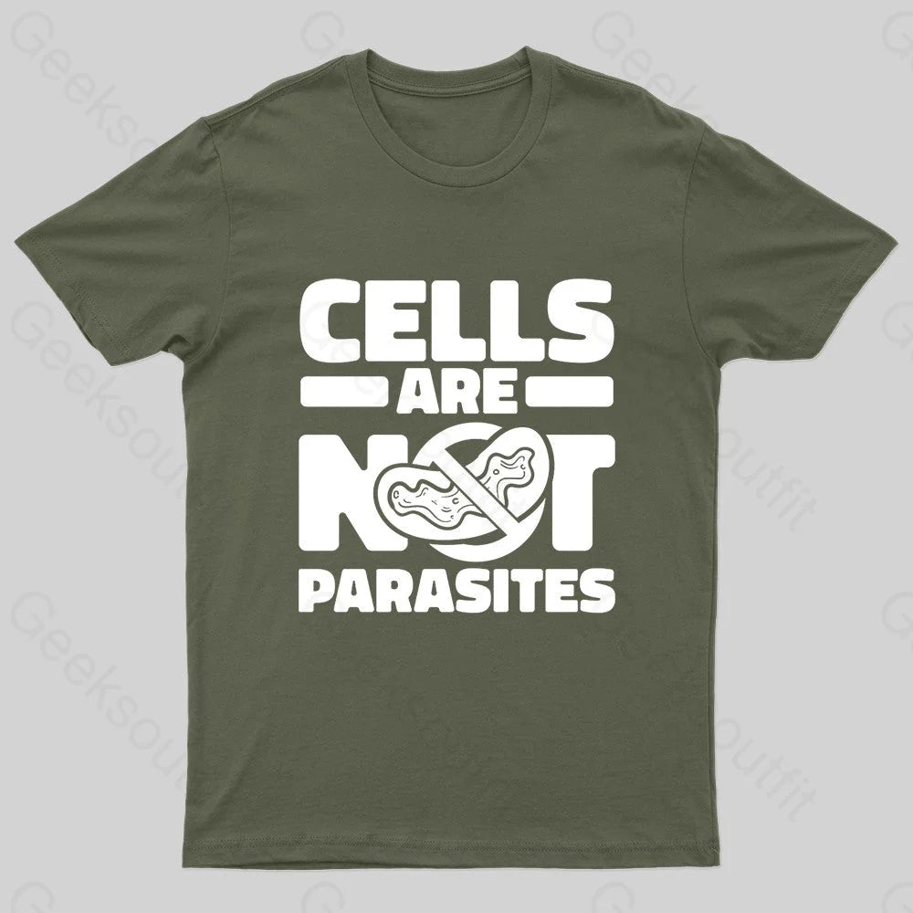 Cells Are Not Parasites Nerd T-Shirt Army Green / S