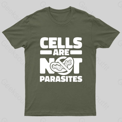 Cells Are Not Parasites Nerd T-Shirt Army Green / S