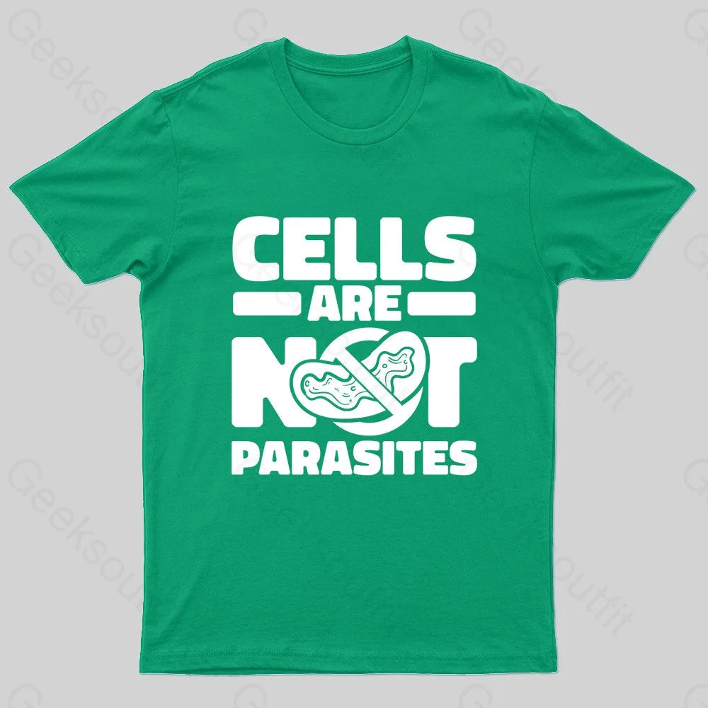 Cells Are Not Parasites Nerd T-Shirt Green / S