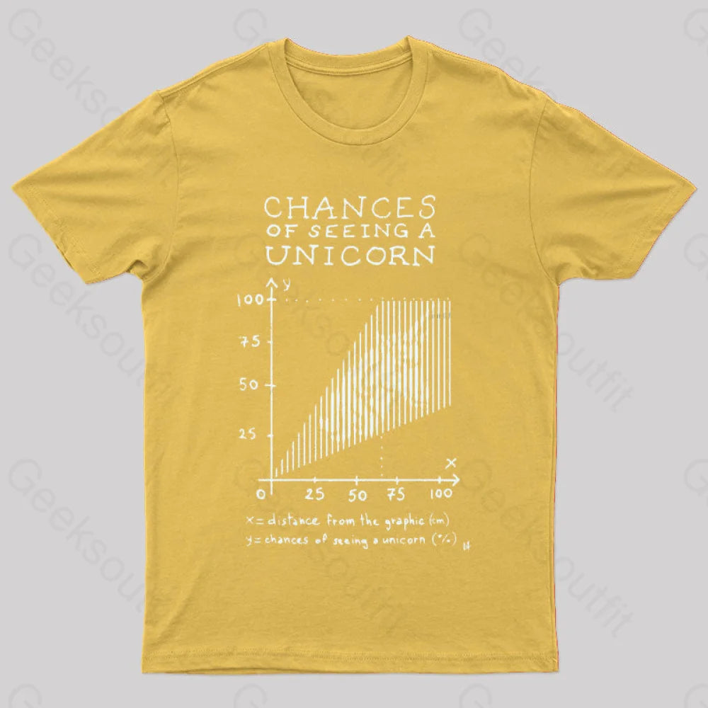 Chance 5 Of Seeing A Unicorn T-Shirt Yellow / S