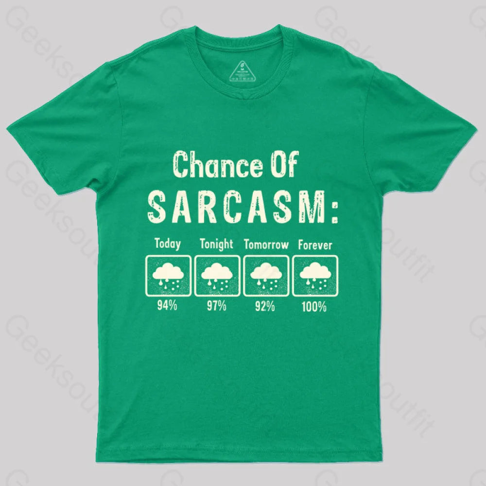 Chance Of Sarcasm Geek T-Shirt Green / S