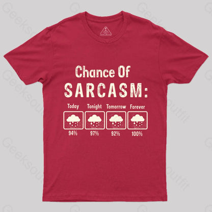 Chance Of Sarcasm Geek T-Shirt Red / S