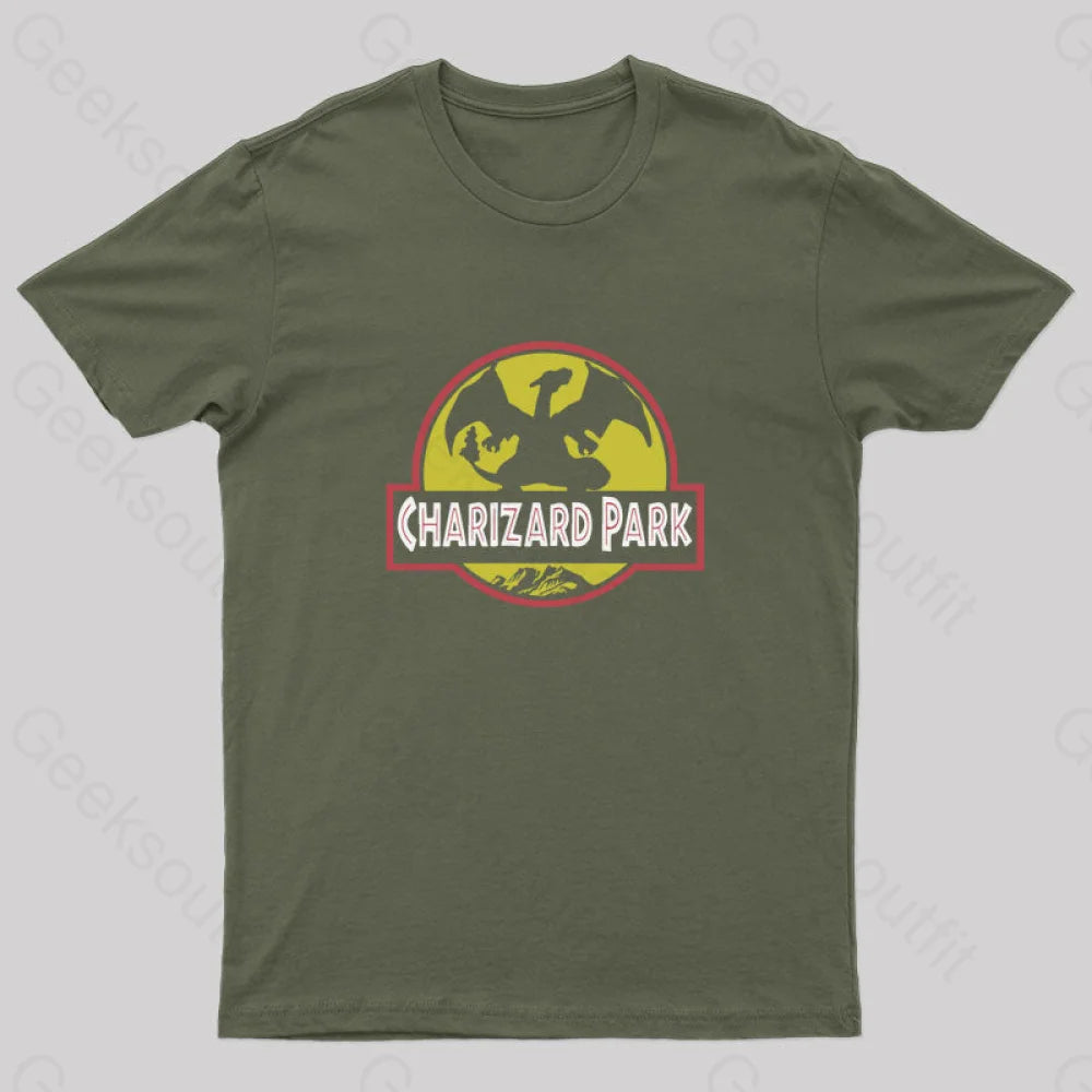 Charizard Park T-Shirt Army Green / S