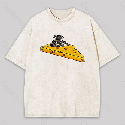 Cheese Symbiote Star Destroyer Geek Washed T-Shirt Apricot / S