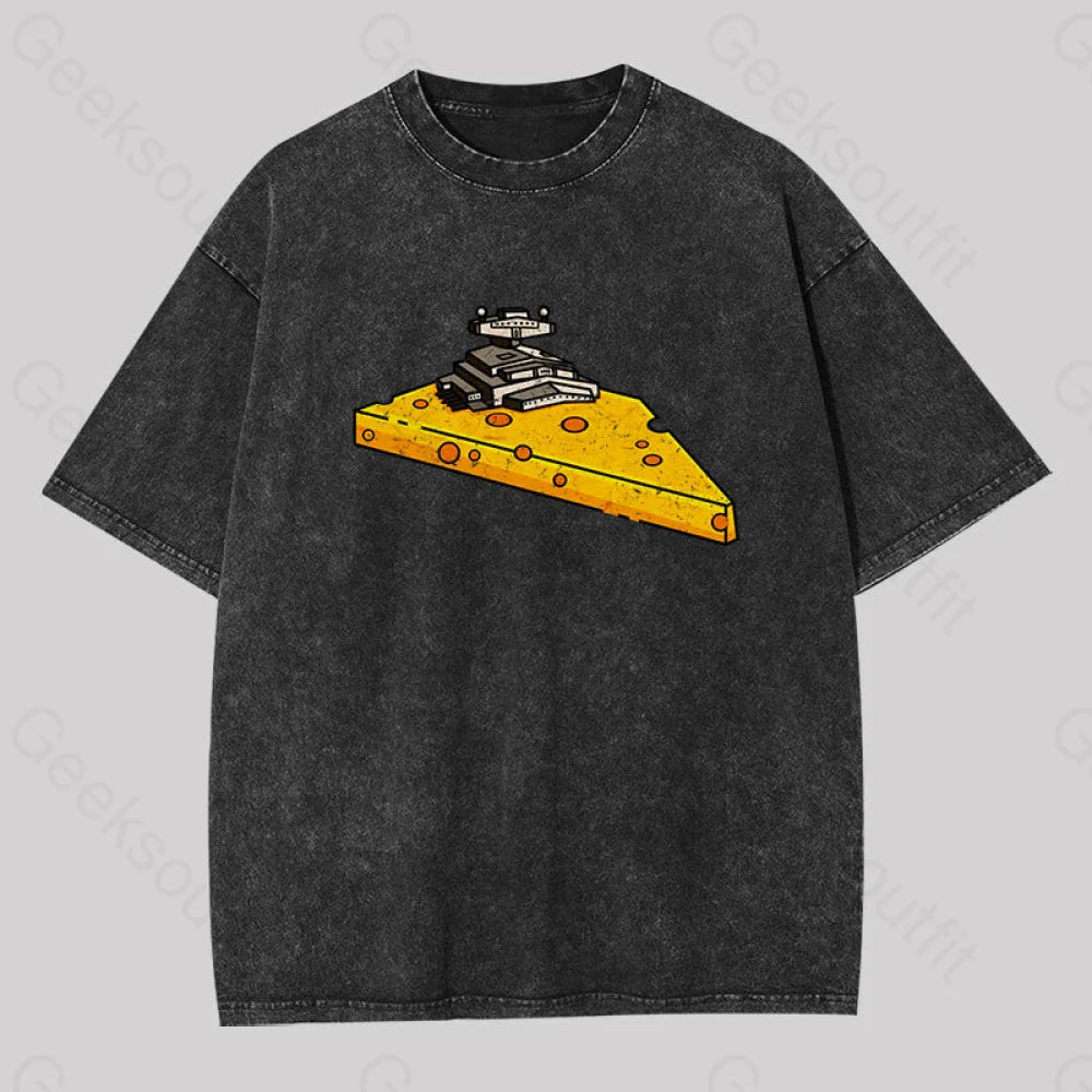 Cheese Symbiote Star Destroyer Geek Washed T-Shirt Black / S