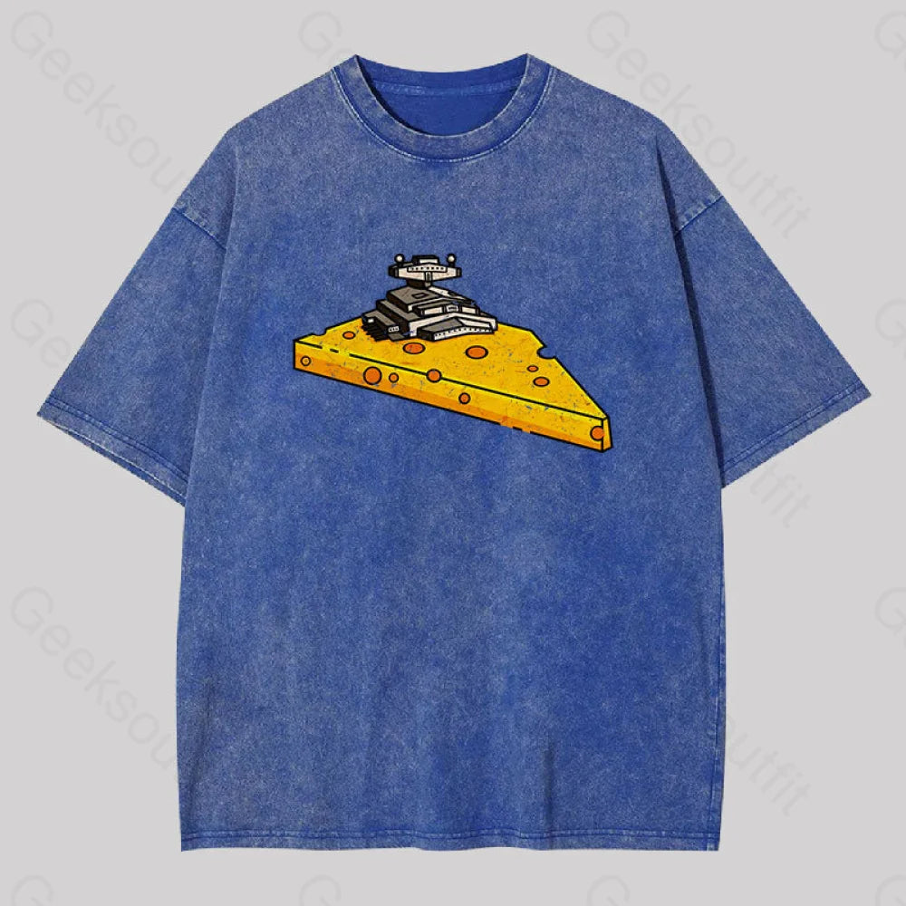 Cheese Symbiote Star Destroyer Geek Washed T-Shirt Blue / S