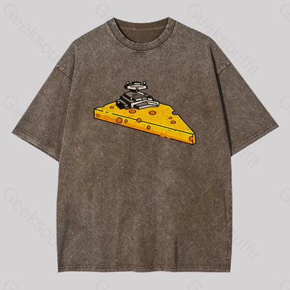 Cheese Symbiote Star Destroyer Geek Washed T-Shirt Coffee / S