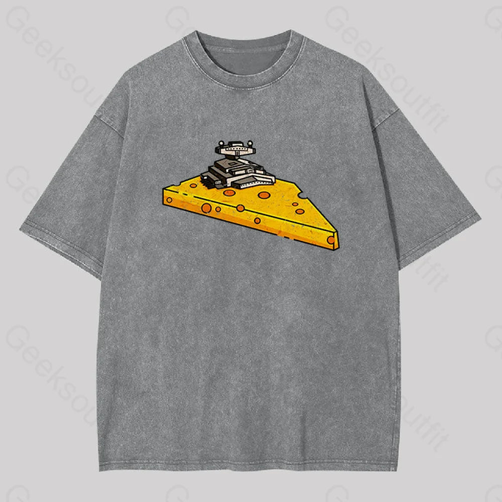 Cheese Symbiote Star Destroyer Geek Washed T-Shirt Grey / S