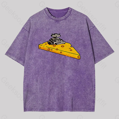 Cheese Symbiote Star Destroyer Geek Washed T-Shirt Purple / S