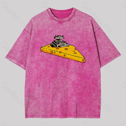 Cheese Symbiote Star Destroyer Geek Washed T-Shirt Rose Red / S