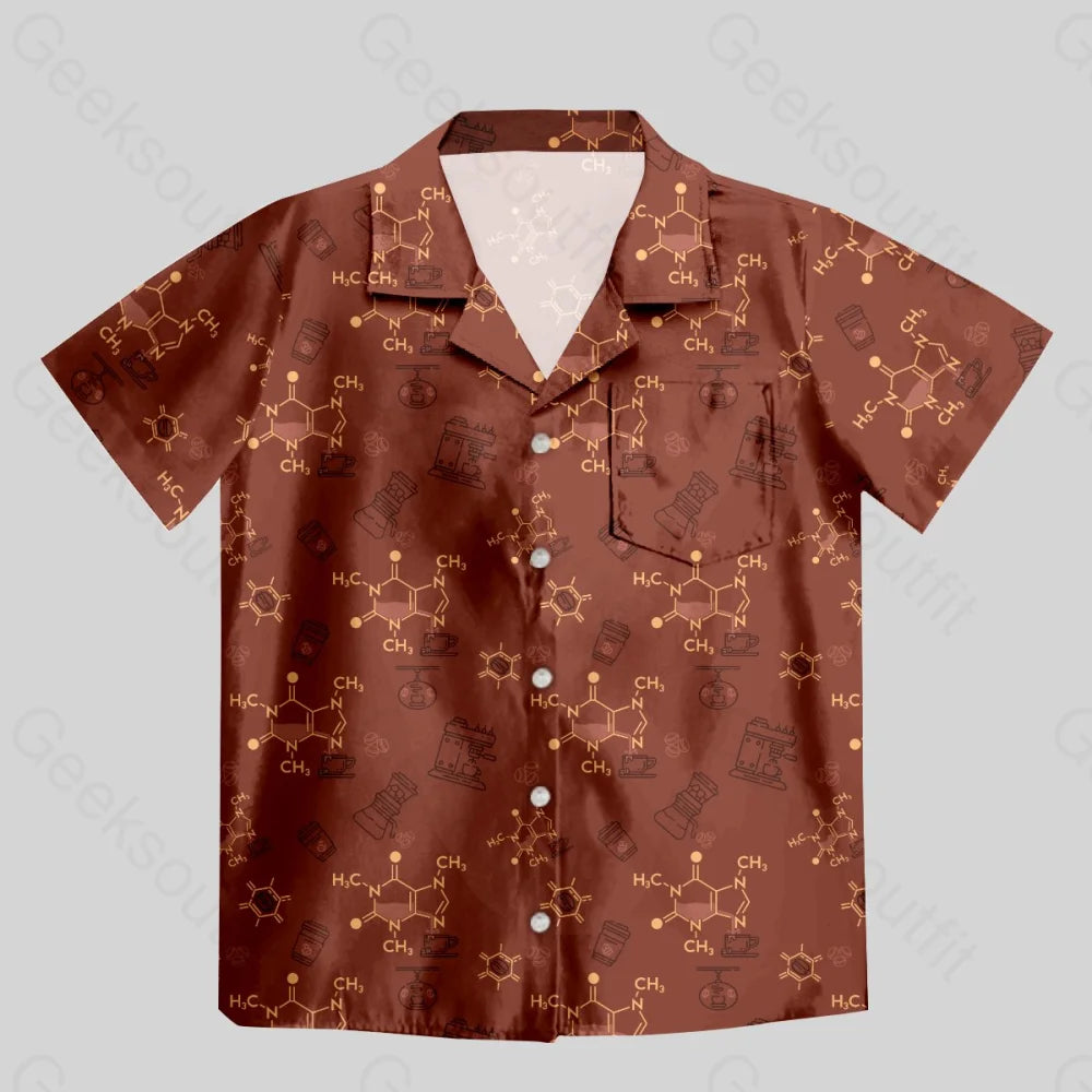 Chemical Formula of Caffeine Button Up Pocket Shirt - Geeksoutfit