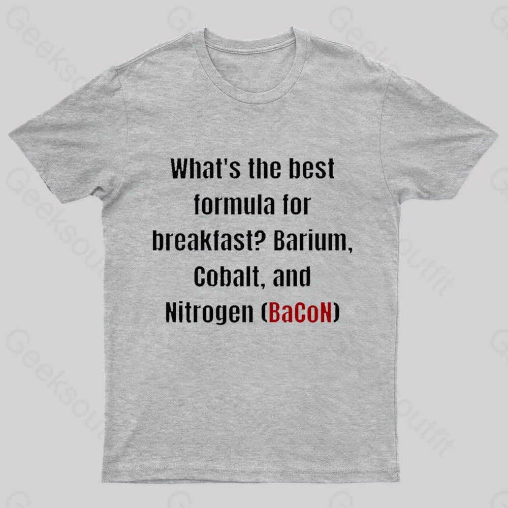 Chemistry Bacon Pun Nerd T-Shirt Grey / S