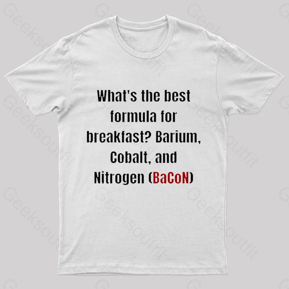 Chemistry Bacon Pun Nerd T-Shirt White / S