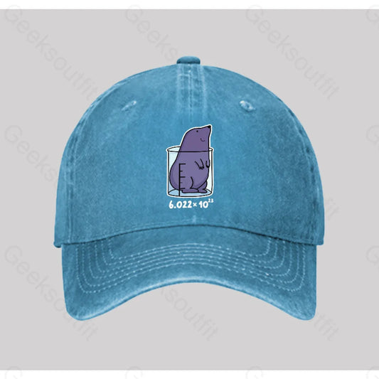 Chemistry Mole Geek Washed Vintage Baseball Cap Blue