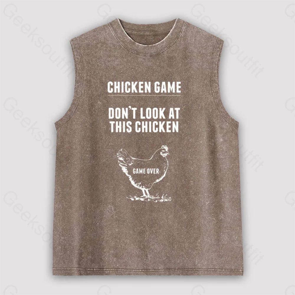 Chicken Game Unisex Washed Tank Brown / S