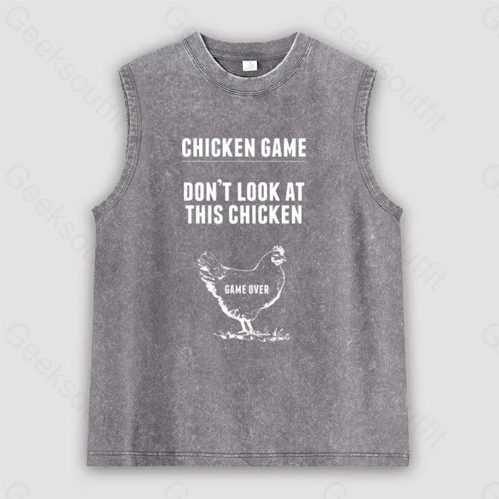 Chicken Game Unisex Washed Tank Grey / S