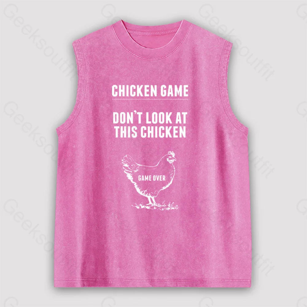 Chicken Game Unisex Washed Tank Pink / S