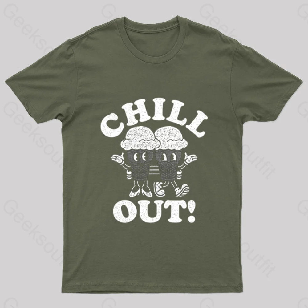 Chill Out Nerd T-Shirt Army Green / S