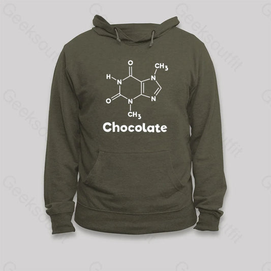 Chocolate Molecule Chemistry Science Hoodie Army Green / S