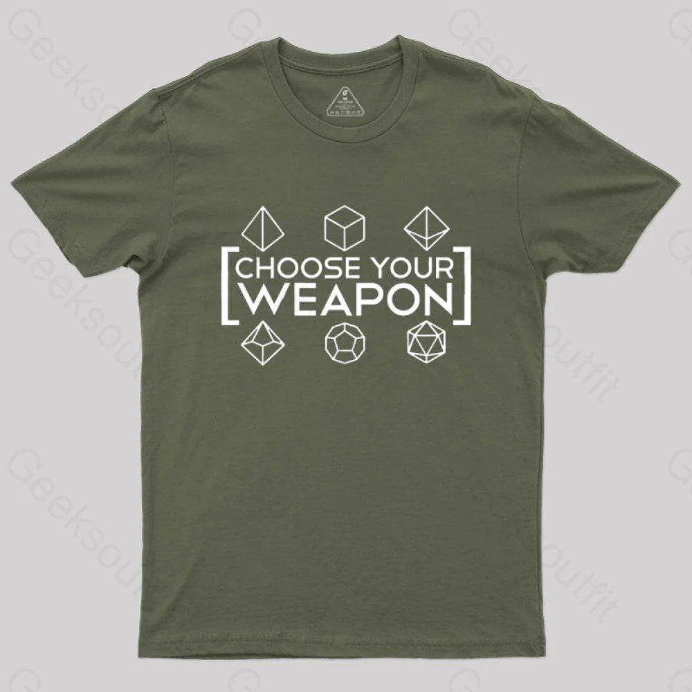 Choose Your Weapon White T-Shirt Army Green / S