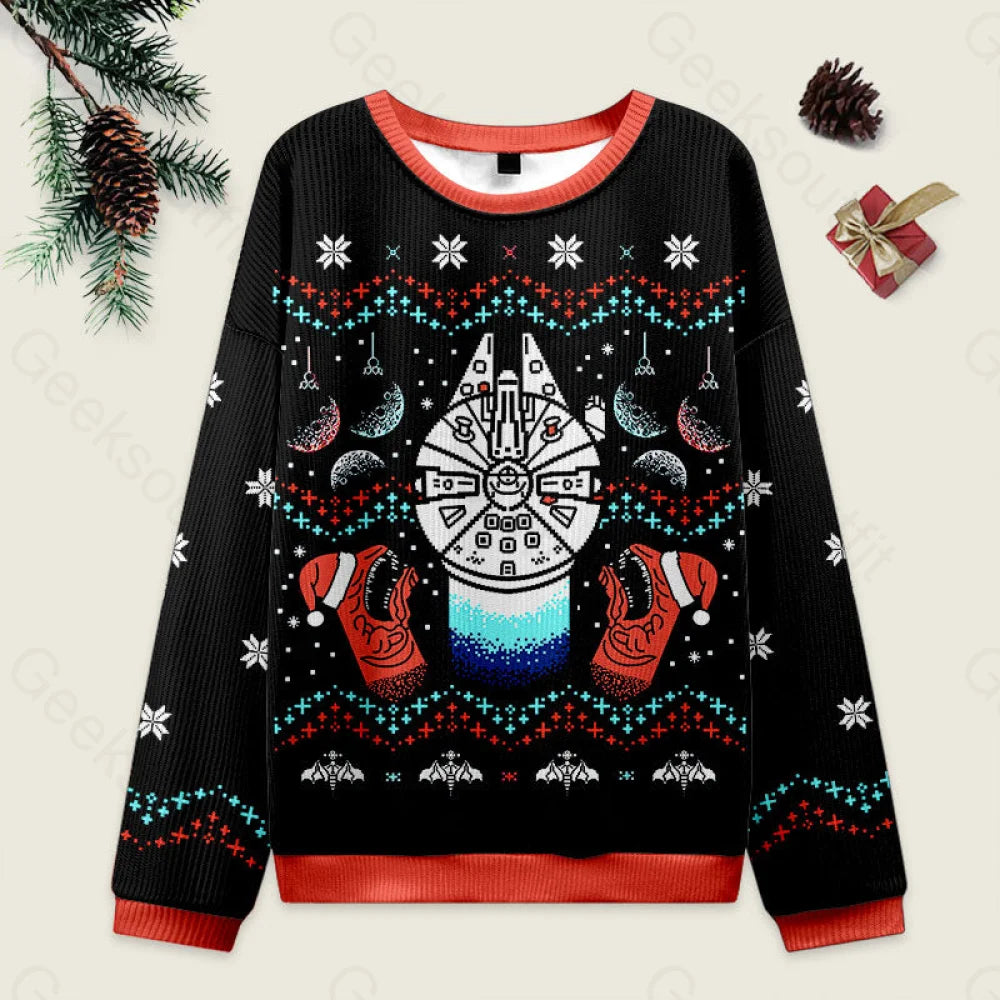 Christmas Cave Black Ugly Sweater Men’s Style-S