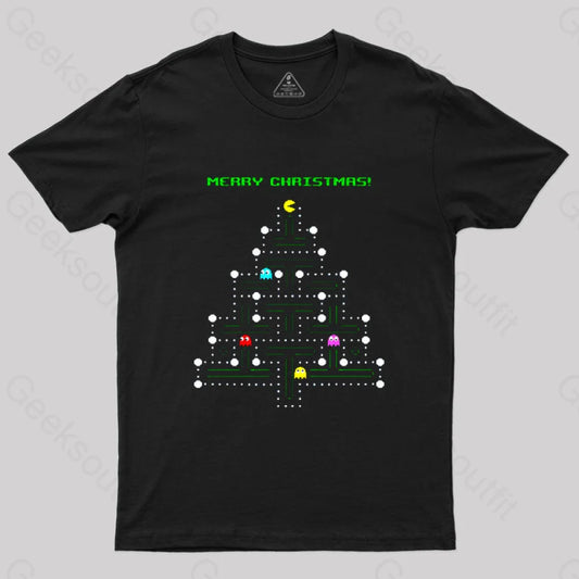 Christmas Pac-Man T-Shirt Black / S