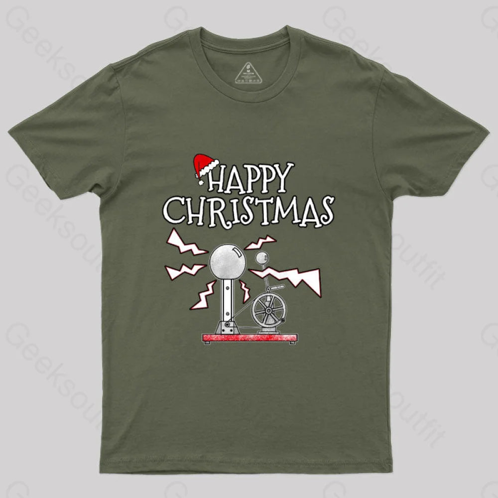 Christmas Physics Science T-Shirt Army Green / S