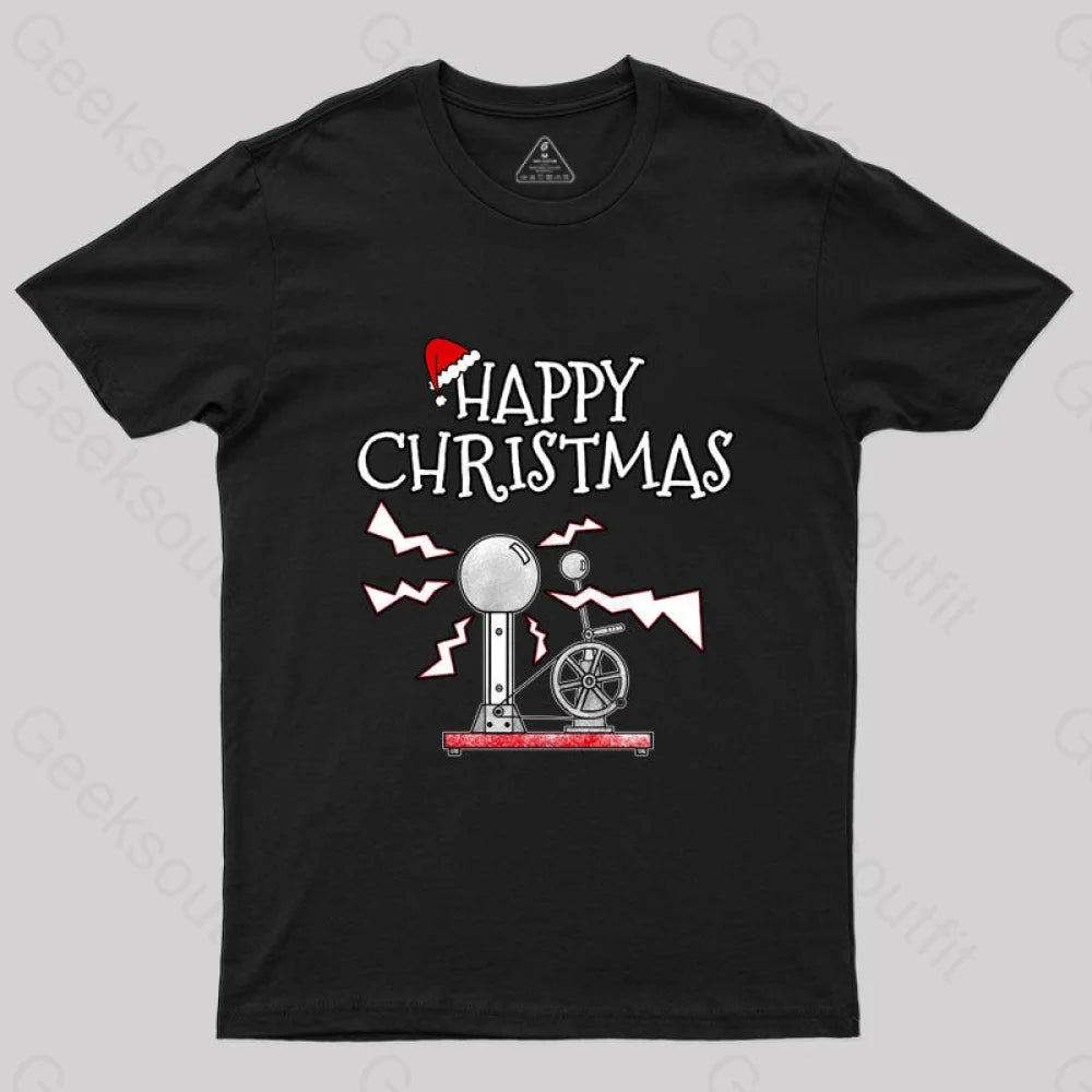 Christmas Physics Science T-Shirt Black / S