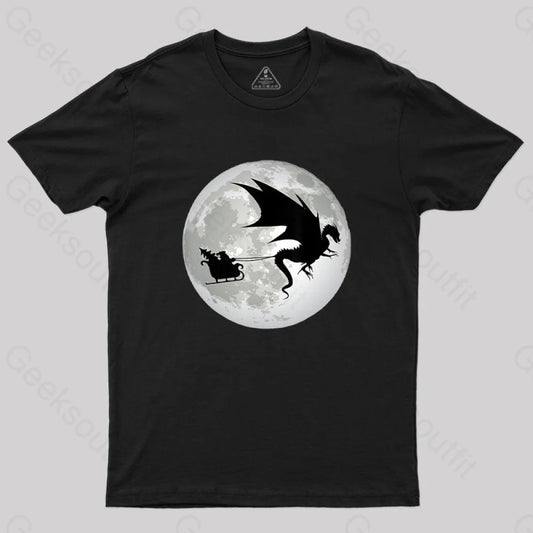 Christmas Santa Claus Moon Shadow T-Shirt Black / S