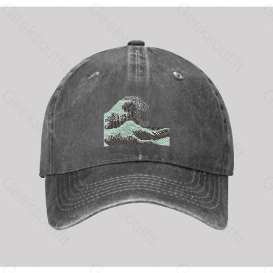 Circuitized Wave Washed Vintage Baseball Cap Grey