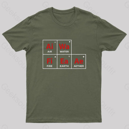 Classical Periodic Table Earth Air Water Fire Aether Geek T-Shirt Army Green / S