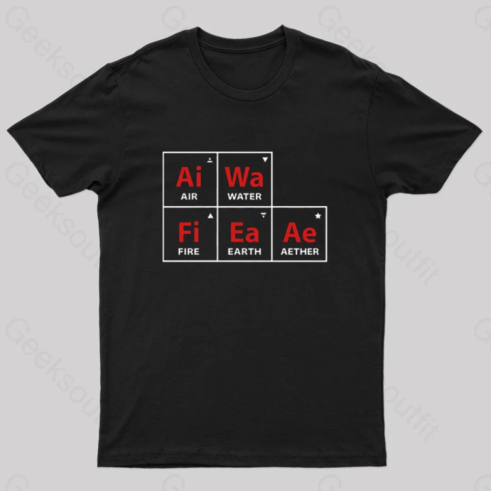 Classical Periodic Table Earth Air Water Fire Aether Geek T-Shirt Black / S