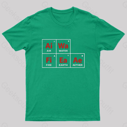 Classical Periodic Table Earth Air Water Fire Aether Geek T-Shirt Green / S