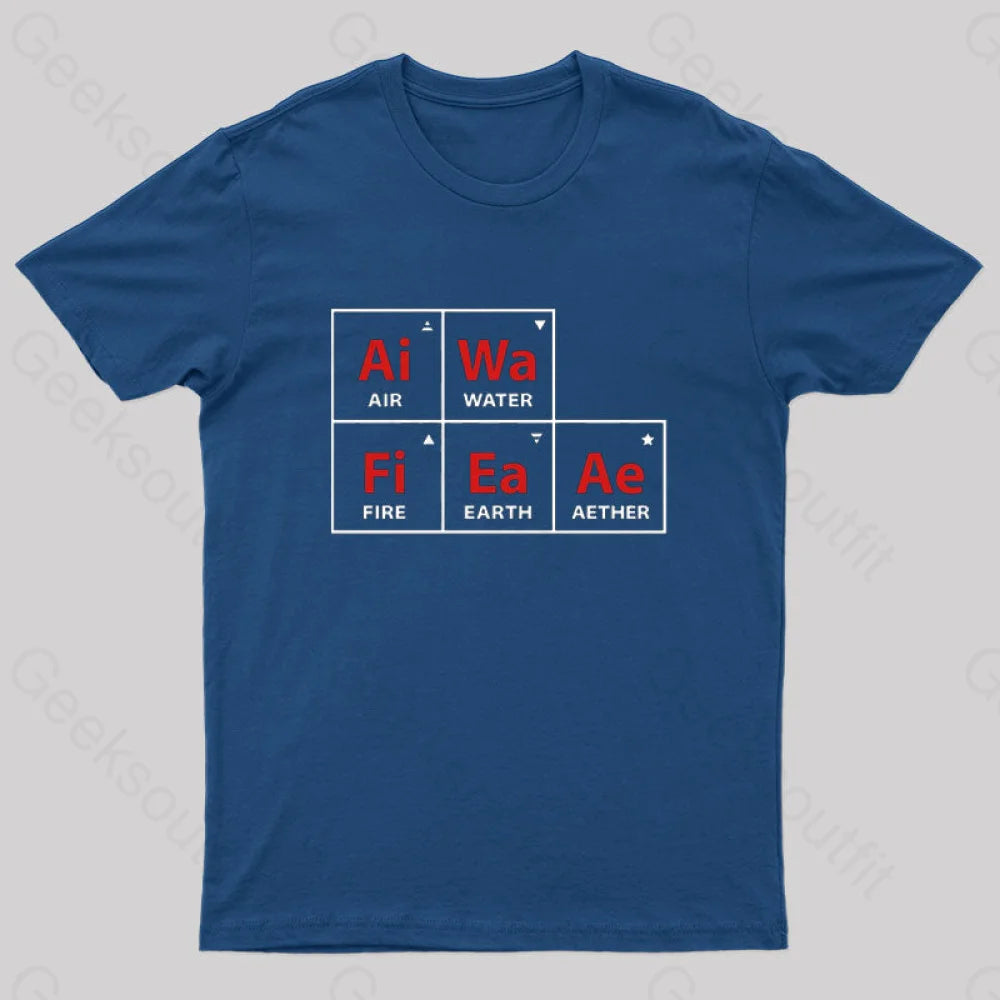 Classical Periodic Table Earth Air Water Fire Aether Geek T-Shirt Navy / S